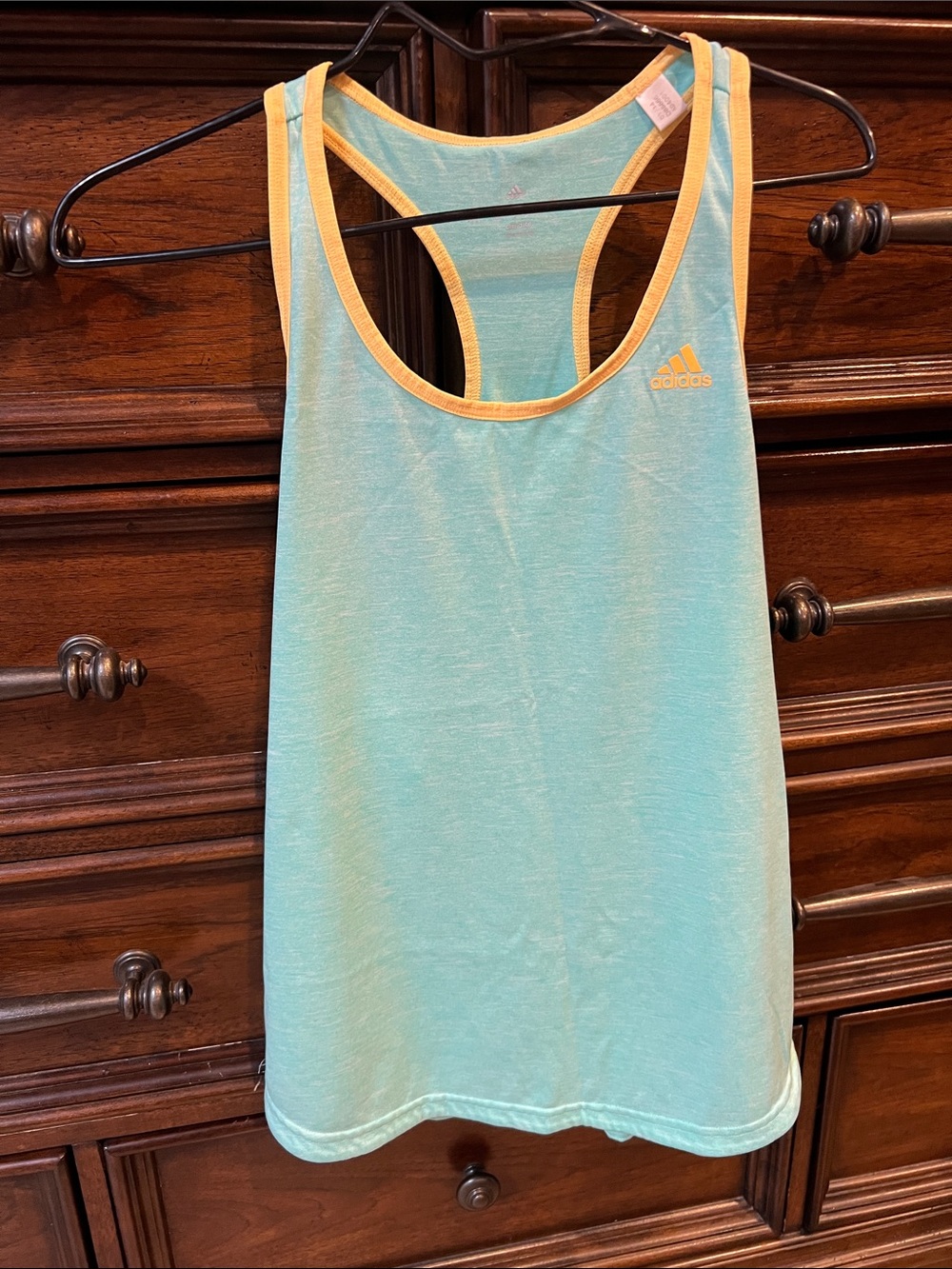 adidas Teal Athletic Racerback Tank with Yellow Trim
